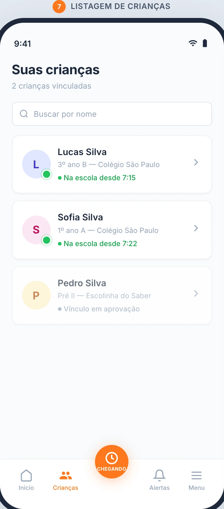 Listagem de crianças
